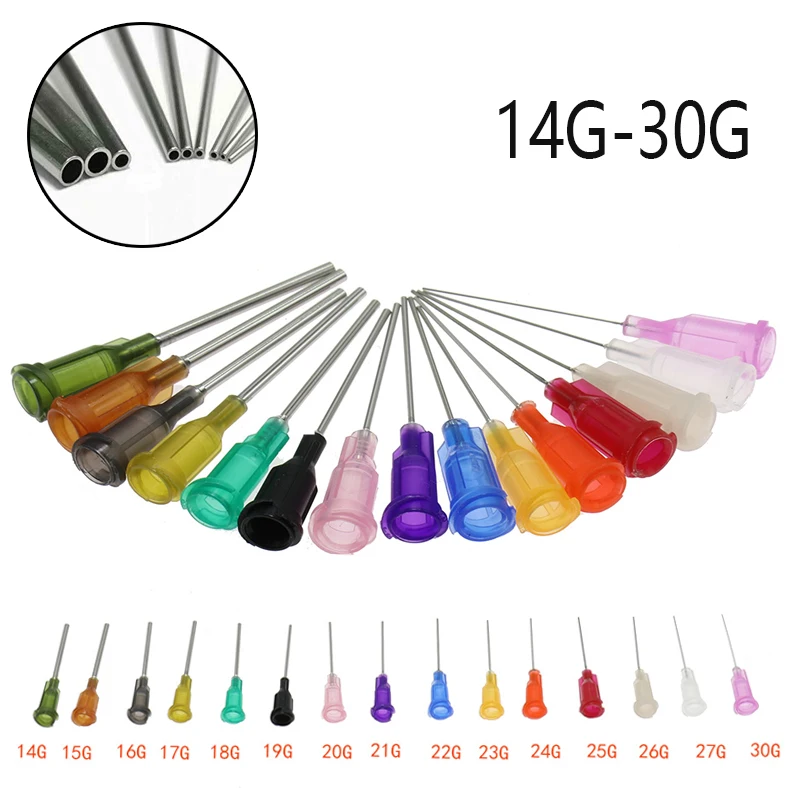 Líquido Dispenser Seringa Agulhas Dicas Cola Dispensing Dicas Calibre 304 14g 30g 12 mm 50 Pcs