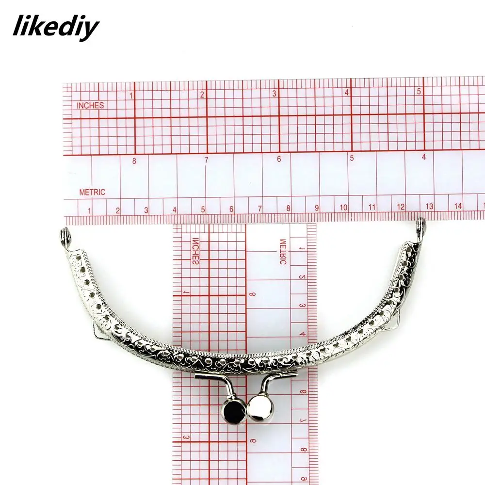 1 Piece 12.5 CM Silver Arch Metal Purse Frame Flat Round Head Vintage Embossing Kiss Clasp Lock Bag Accessorie