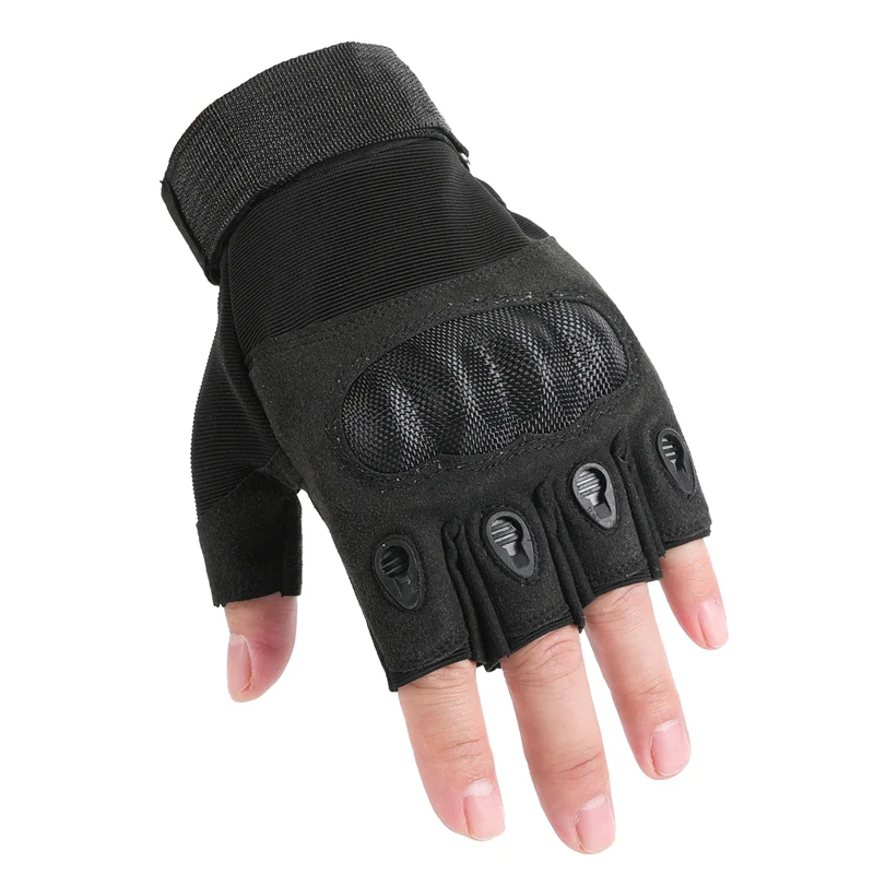 Lightweight Carbon Fiber Tactical Gloves Riding Fitness Cycling Half Finger Motorcycle Hard Knuckle Fingerless Fitness Gloves