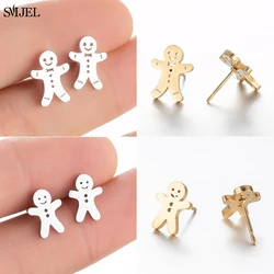 New Gingerbread Man Earrings for Women Fashion Stainless Steel Cookies Earings Jewelry Funny Christmas Gifts Accessories