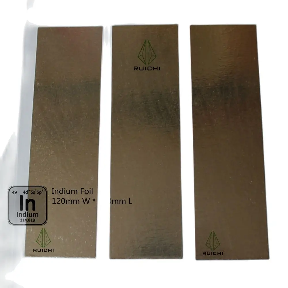 

Indium Foil 0.5*120*500mm RUICHI 99.995% Pure Indium Foil Metal Sheet