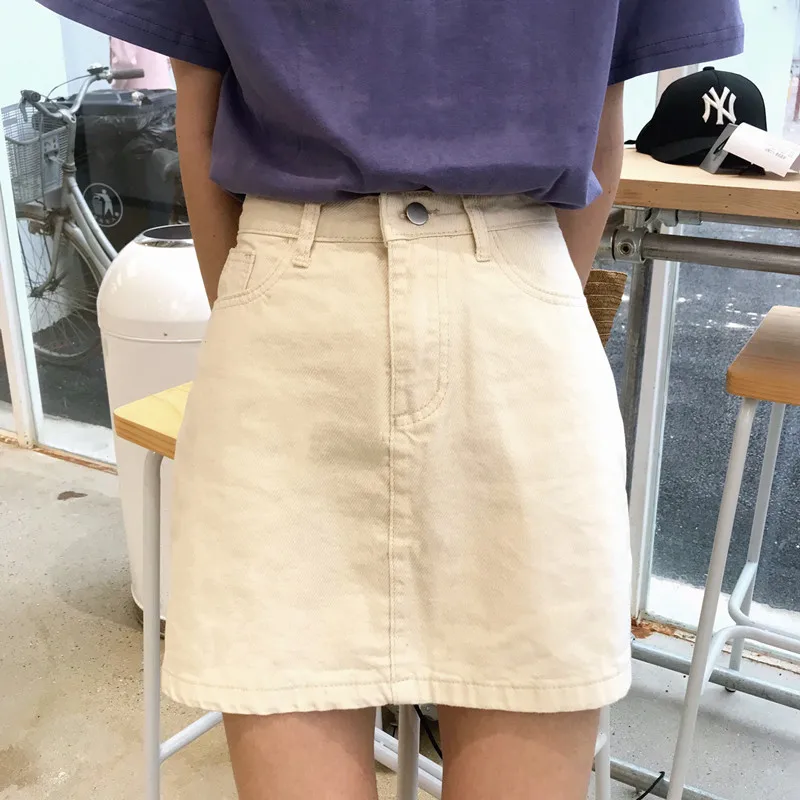 Korean Version Short Denim Skirt  Women Vintage High Waist A-Line Denim Jeans Skirts Summer Streetwear Mini Black Bodycon Skirt