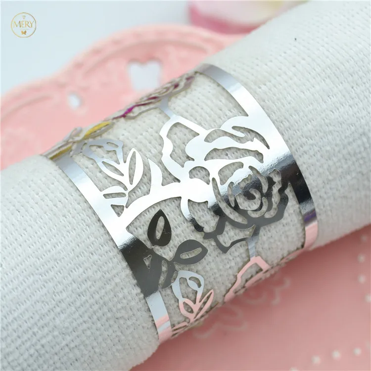 200pcs Laser Cut Customised Rose Wedding Party Table Napkin Rings