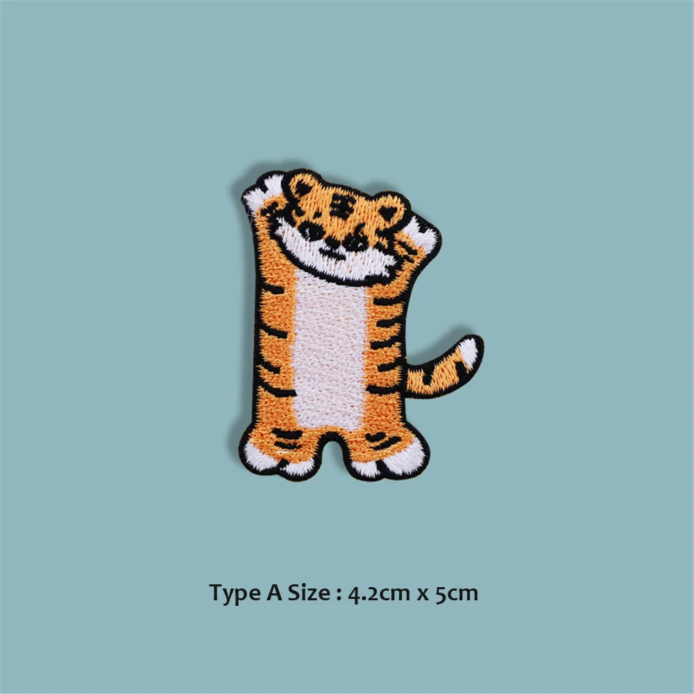 AHYONNIEX 1PC Little Tiger Embroidery Patches for Bag Jeans Iron On Patches for Clothes Small Cute DIY Patches