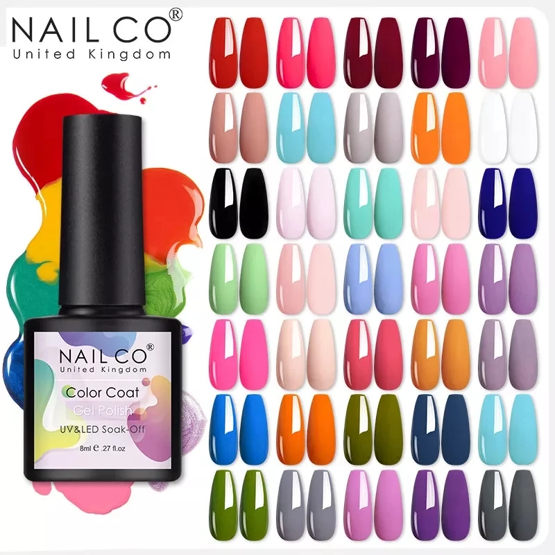 NAILCO 8ml Gel Polish Bright Candy Color High Quality Nail Art Varnishes Lacquer Glitter for Nails Soak Off UV Nail Decoration