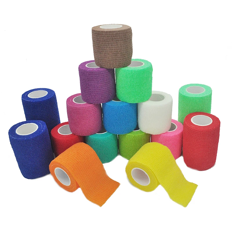 1roll 2.5/5/7.5/10cm*4.8m Non Woven Elastic Self Adhesive Bandage Cohesive Bandage for Sports Fixing Finger Wrist Leg