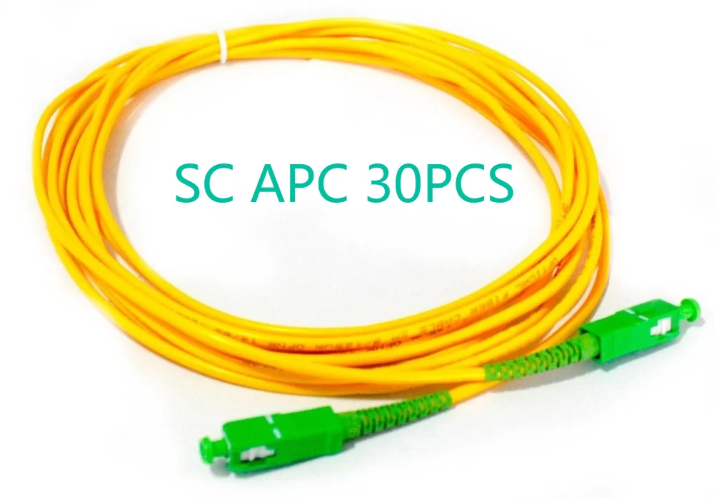 

30 pieces/ Lot Jumper SC-SC SM Simplex SX 3.0mm 5M Length 9/125um 5 Meters SC/APC Fiber Optic Patch Cord Free shipping