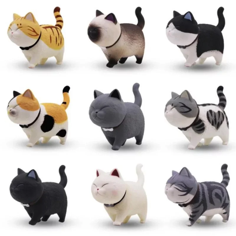 9Pcs Car Decoration Cat Rotate Head Doll Kitty Creative Auto Ornaments Toys Cat Micro Landscape Model Cute Car Accessories Gifts