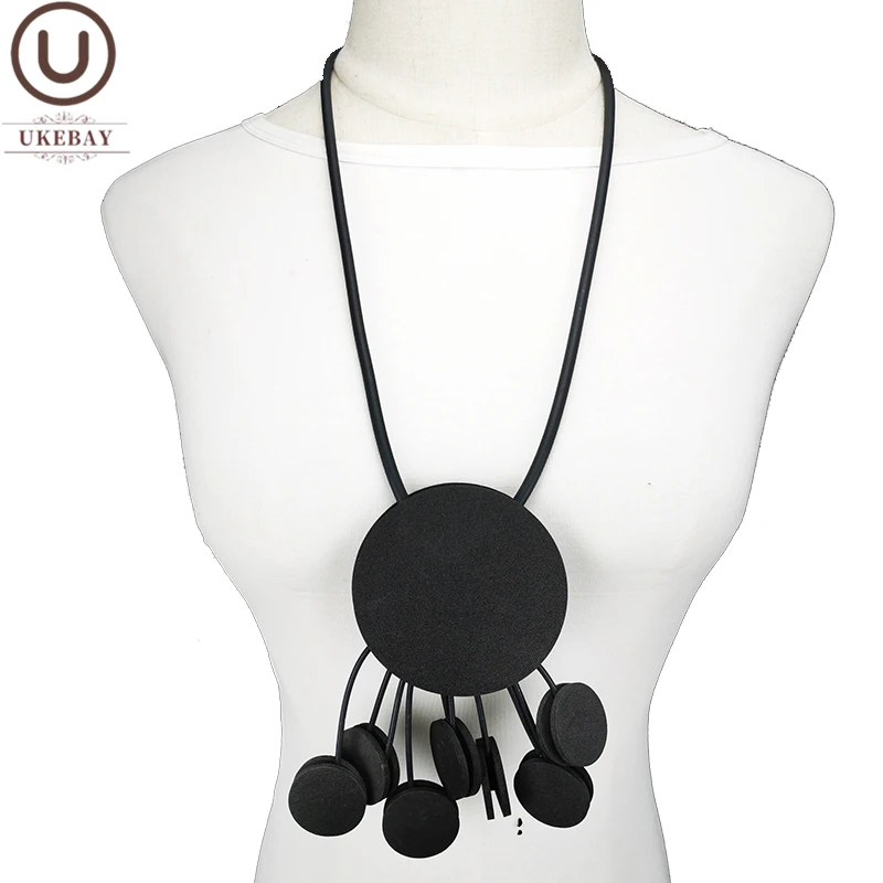 

UKEBAY Round Pendant Necklaces Women 2020 Fashion Necklace Clothes Accessories Gift Female Rubber Jewelry Punk Handmade Necklace