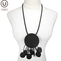 UKEBAY Round Pendant Necklaces Women 2020 Fashion Necklace Clothes Accessories Gift Female Rubber Jewelry Punk Handmade Necklace