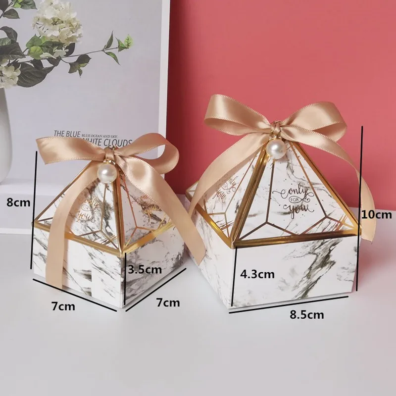 Gem Tower Bronzing Candy Box Small Cardboard Box Wedding Card Box DecorationPaper Gift Box Packaging Event & Party Supplies