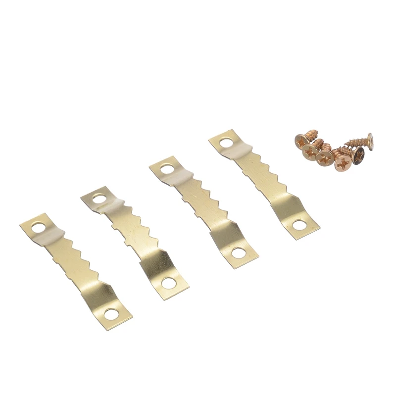 New 100 Sets Golden Saw Tooth Picture Frame Hangers Hanging Photo Oil Painting Mirror Hooks Hardware With Screws Sawtooth Hanger