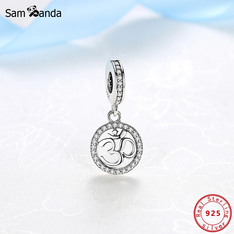 Original 100% 925 Sterling Silver Bead Charm Om Symbol Pendant Charms Meditation Fit Pandora Bracelets Women Diy Jewelry