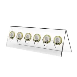 6-Slot Clear Acrylic Commemorative Coin Display Rack Holder Stand for Collector