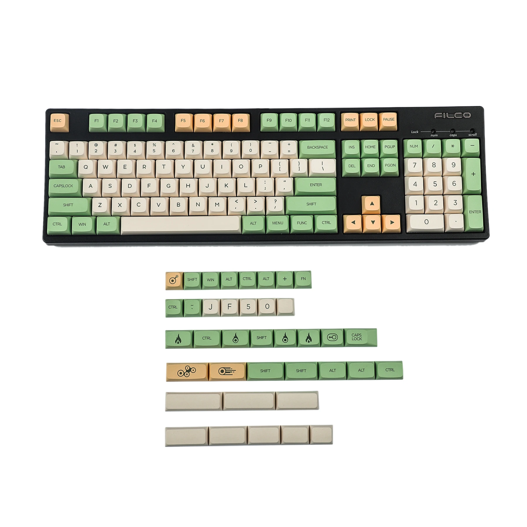 

ZDA 133 Key ANSI PBT Green Beige Dye Sub Custom GK61 Keycaps For Mechanical Keyboard 87 96 84 GK64 68 SP64 SP84 GMMK