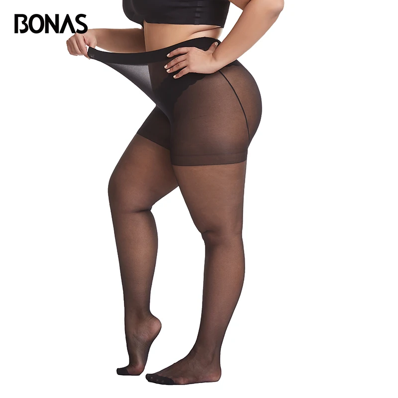 BONAS-pantimedias elásticas para mujer, medias de nailon resistentes al desgarro, Sexy, corte arbitraria, 15D, XXXL, Primavera