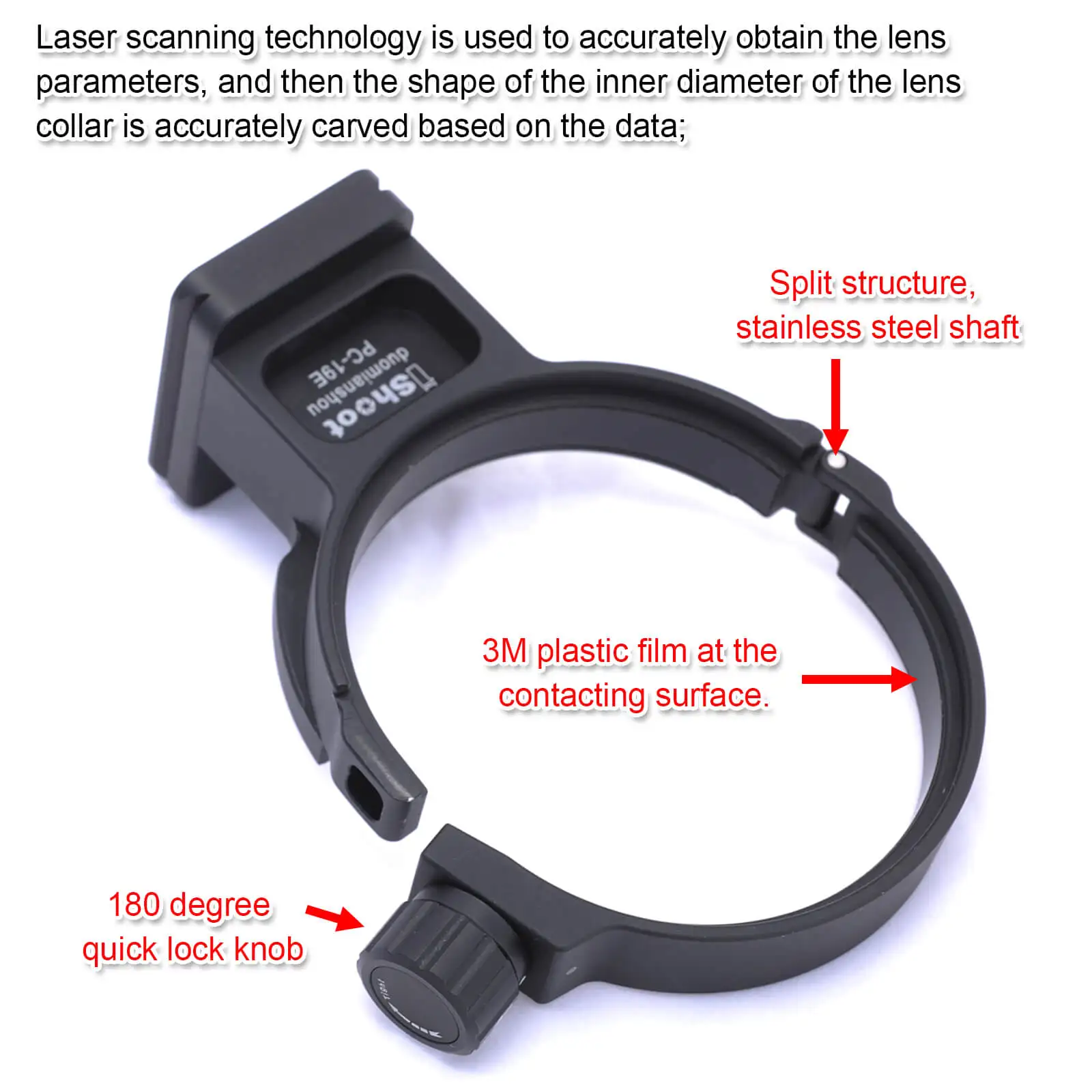 Tripod Mount Ring Lens Collar for Nikon PC NIKKOR 19mm f/4E ED Tilt-Shift Lens, Built-in 50mm Arca-Swiss Quick Release Plate