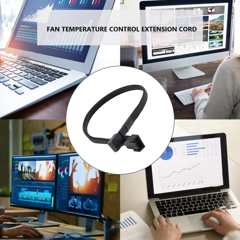 30ซม.พัดลม4ขาสายไฟคอมพิวเตอร์ Cooling ระบบเมนบอร์ด PC CPU พัดลมสายสีดำ