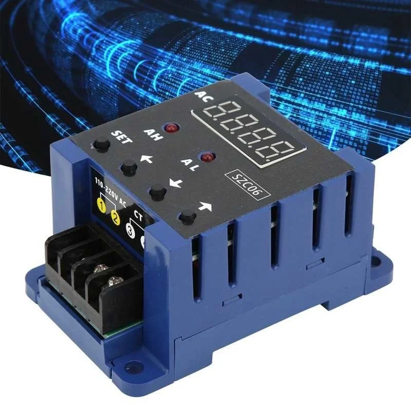 SZC06 AC Digital Ammeter 0.3-50A Measure Range Upper Lower Limit Alarm Delay Relay Detec 110-220V 50A 100A 200A Current Meter