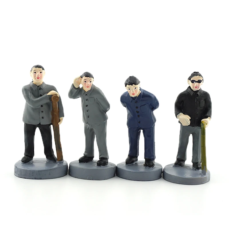 resin figure mental psychological sand table game box court therapy Blind, deaf, hunchbacked, lame, disabled man 4pcs/set