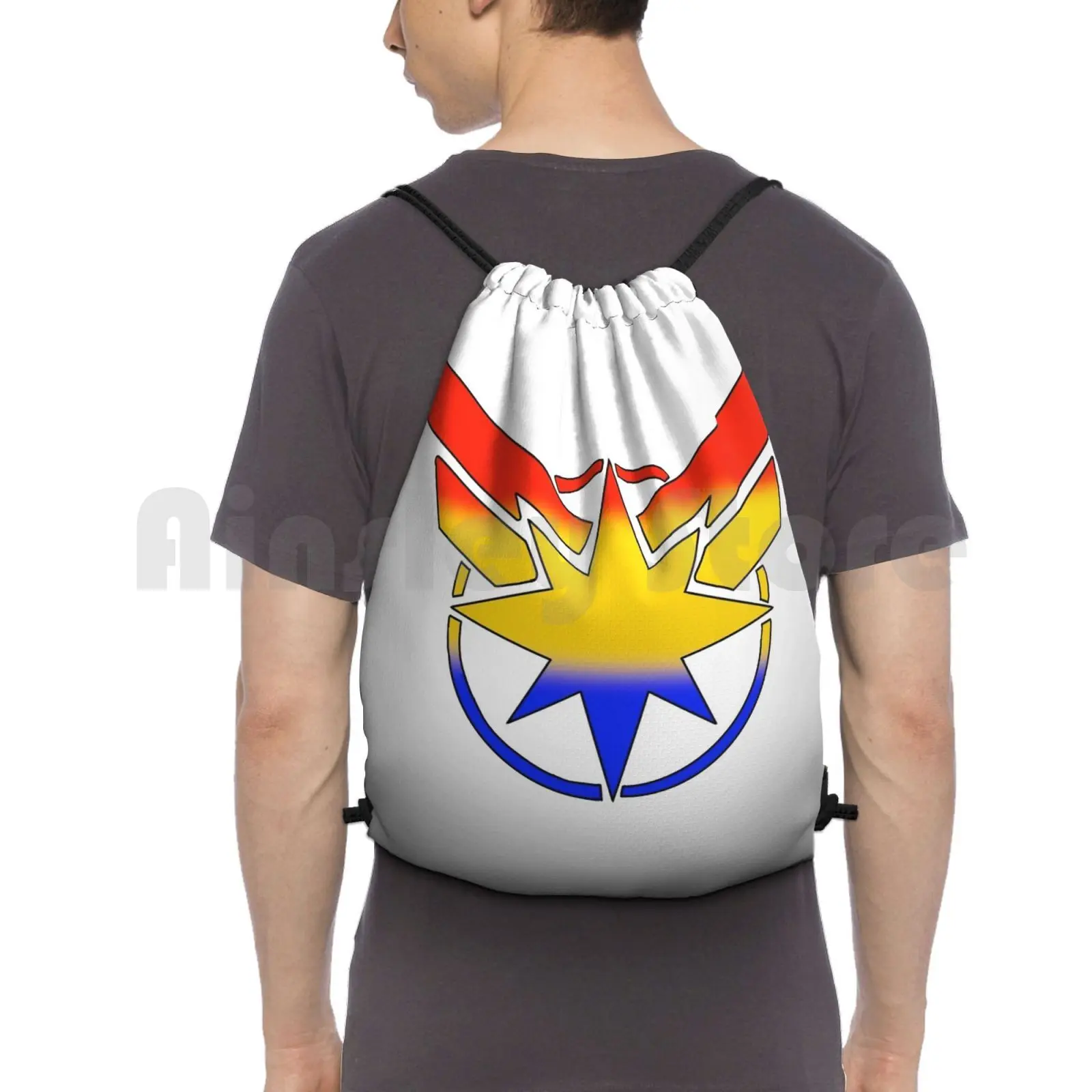 Capt. Backpack Drawstring Bag Riding Climbing Gym Bag Carol Danvers Brie Larson Captain Superhero Feminism Feminist