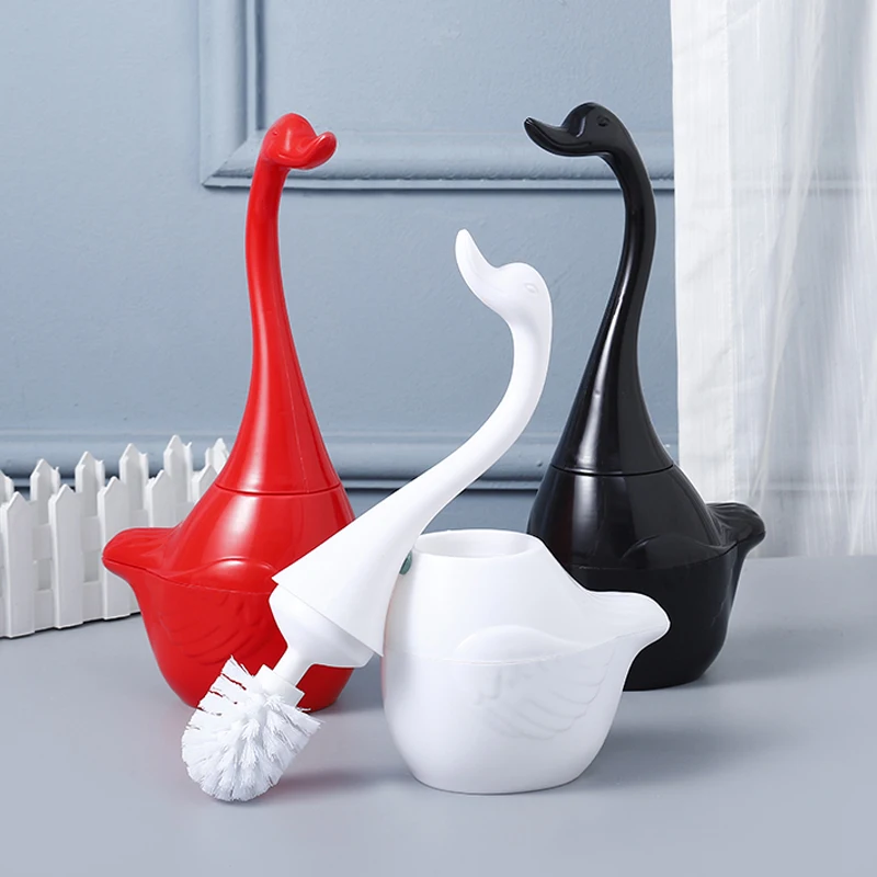 Creative Toilet Brush with Long Handle Ceramics Base Swan Elephant Shape Toilet Cleaning Brush Toilet Cleaning Tool No Dead Ends