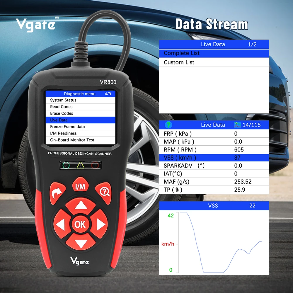 Vgate Vr800 Code Lezer Obd2 Scanner Obd 2 Auto Diagnostische Auto Check Motor Auto Scanner Tools Pk Kw850 Elm327