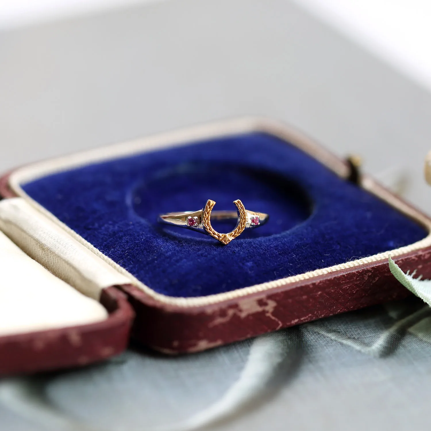 Spain ancient Rome court luxury retro 925 sterling silver ring ruby horseshoe rice ear  18k gold jewelry