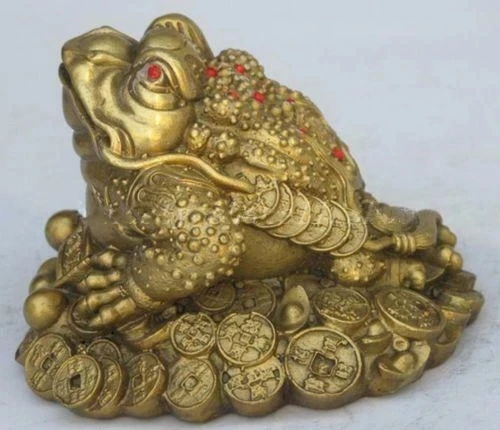 china fengshui bronze copper Wealth money Golden Toad frog beast statue