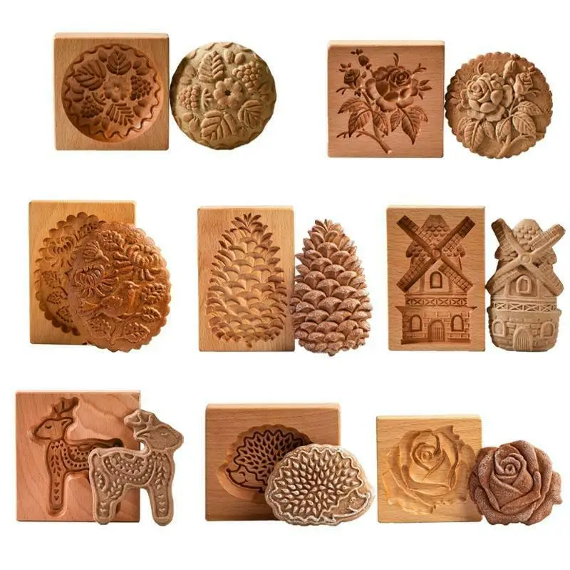 DIY Wooden Kitchen Baking Molds Cookie Mould Chocolate Mold Wooden Cookie Cutter Candle Mold Decoration Valentine\'s Day gift