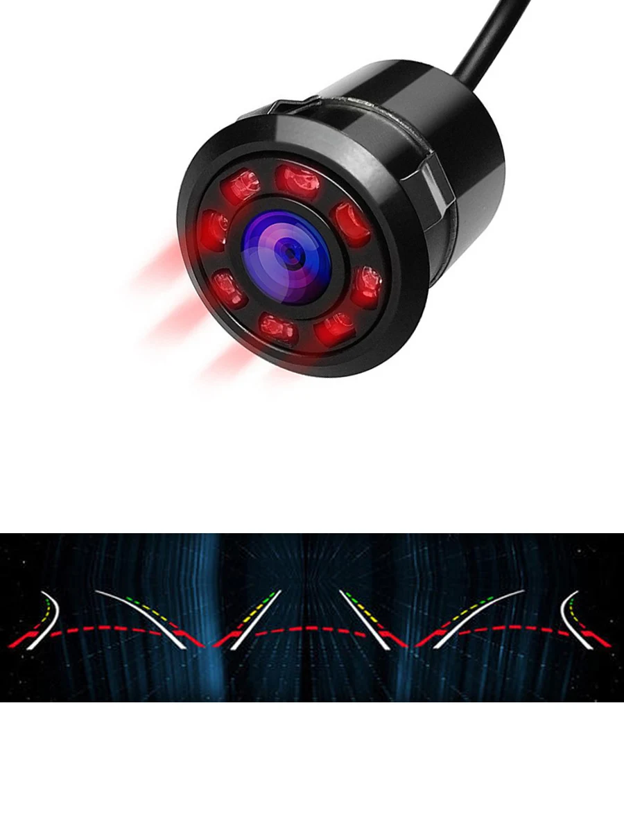 Koorinwoo Auto Dynamic Trajectory Moving Line Guide Trunk Car Rear view Camera Backup 8 IR Lights Reverse System Night Vision — zdjęcie 2