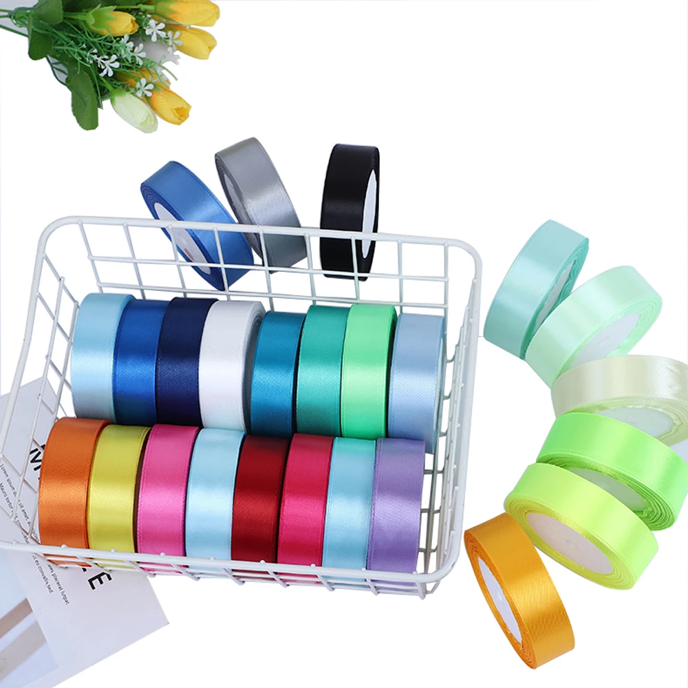 35Color 7 sizes Silk Satin ribbon Wedding Party Decoration Gift Wrapping packing DIY Riband bowknot customize logo