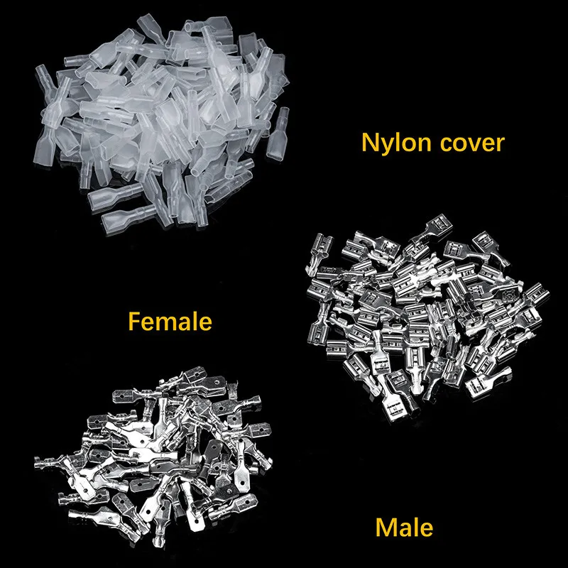 Assortiment de connecteurs de fil électrique, bornes à sertir isolées 300mm, 150/6.3 pièces