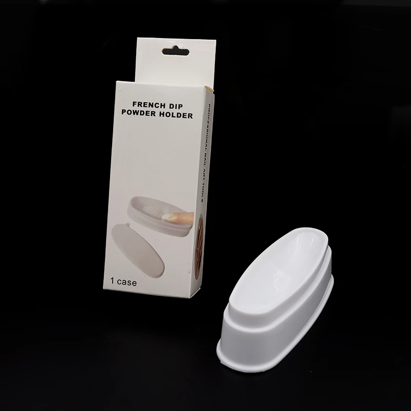 Nueva caja de polvo francés para manicura blanca, caja de almacenamiento de polen tallado en polvo de cristal, caja de polvo para infiltración de uñas, herramientas para uñas