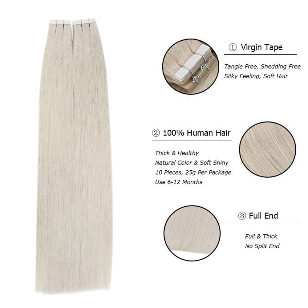 [ล่าสุด 12 เดือน] Ugeat เทปต่อผม Virgin Human Hair 10A เกรดเทปต่อผมมนุษย์