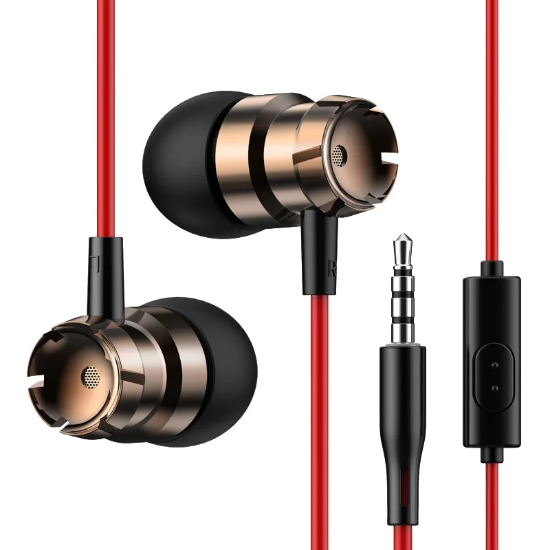 3.5mm Subwoofer Stereo Headset In-Ear Mobile Phone Earphones With Wheat Headphones Wired Universal Mobile Phone Earphones