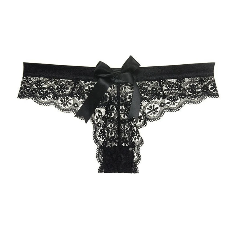 Women\'s Panties Sexy Lingerie Ladies Lace Transparent Bow Panties Lace Perspective Hollow Sexy Panties Thongs Erotic Lingerie