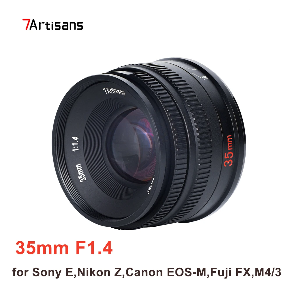 

7artisans 35mm F1.4 Fixed Focus Lens Wide Angle Large Aperture MF Cameras Len for Sony E Nikon Z Canon EOS M Fuji FX M4/3 Mount