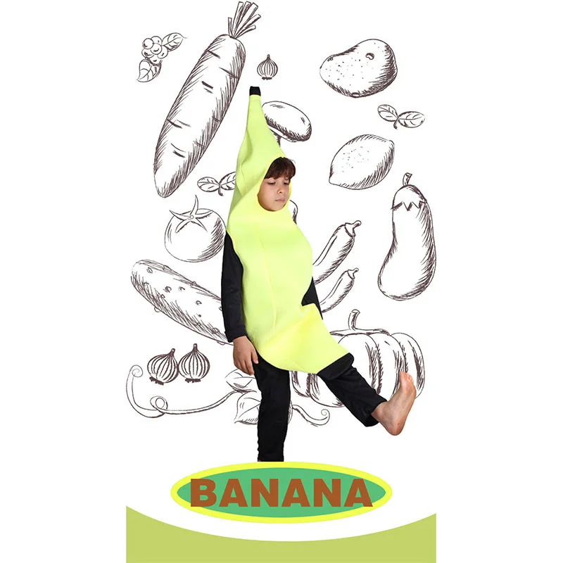 Disfraz de bananas y frutas para niños y niñas, disfraces divertidos para Halloween, actuación escolar