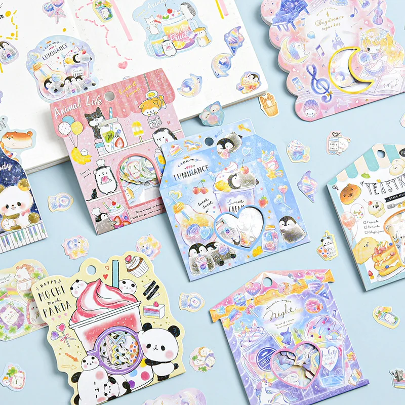 40 pack/lot Cartoon Animal Washi Stickers Cute Panda Decorative Stationery Sticker Scrapbooking DIY Diary Album Stick Label