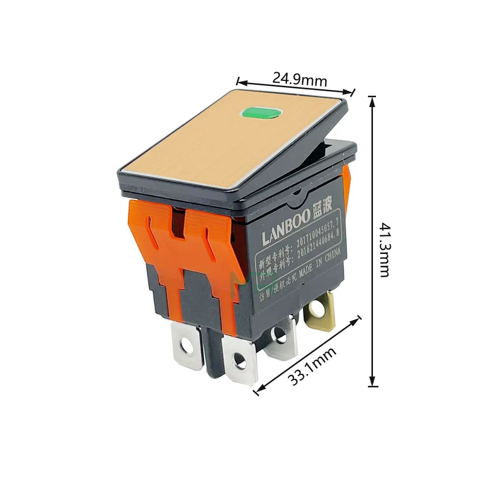 High-End Quality KCD4 Metal Square Waterproof Rocker Switch 2no2nc 4/6 Pins 20A Electrical equipment LED Power Switch 12V24V220V