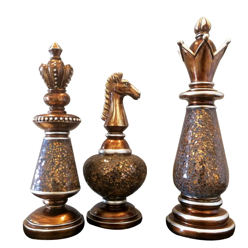 Vintage Internation Chess Ornaments  Resin Chess  International Chess Figurines Retro Home Decor Animal Modern Chessmen  I167