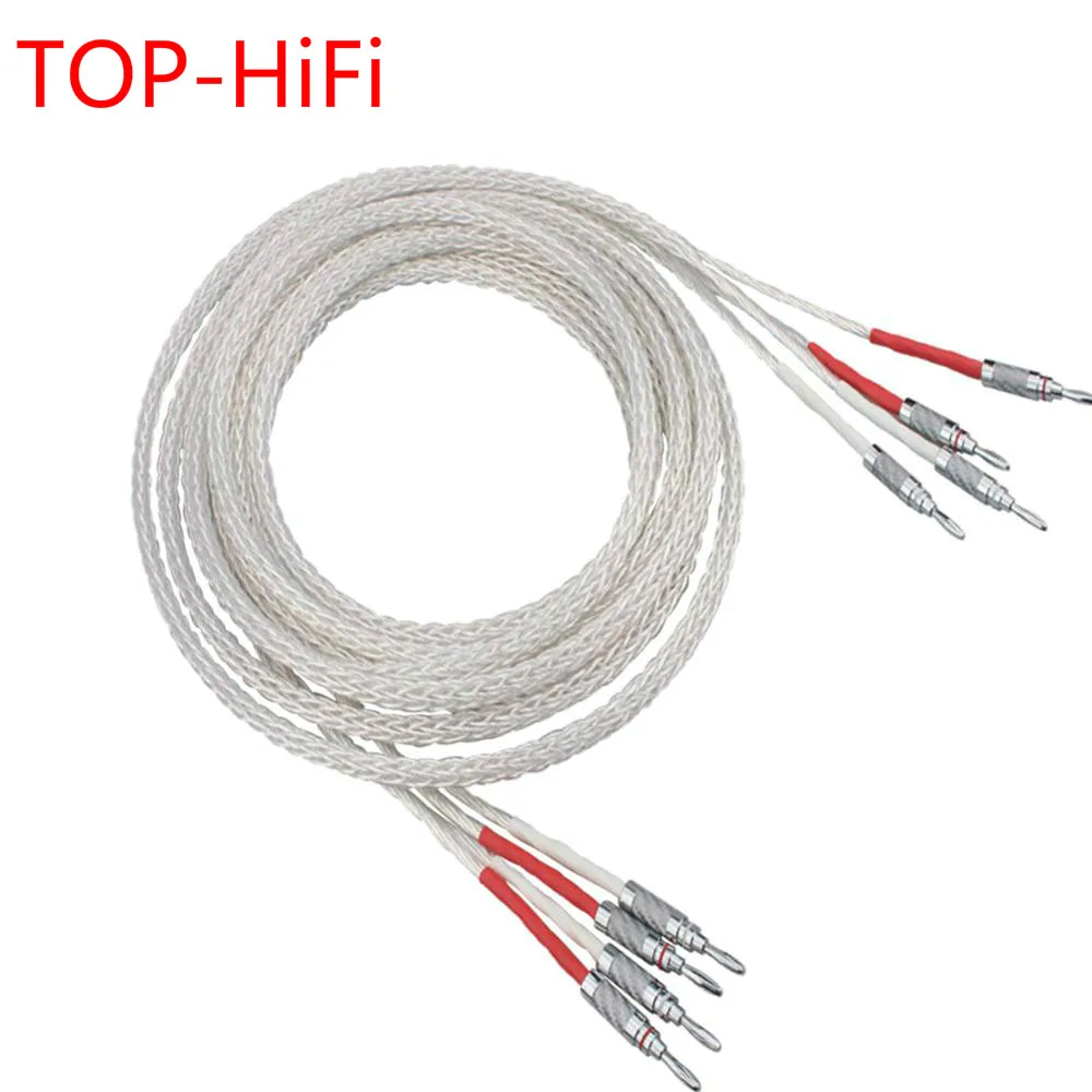 

TOP-HiFi Pair Single Crystal Silver Signal Line Carbon Fiber Banana Plug Loudspeaker Cable Amplifier Speaker Audio Cable