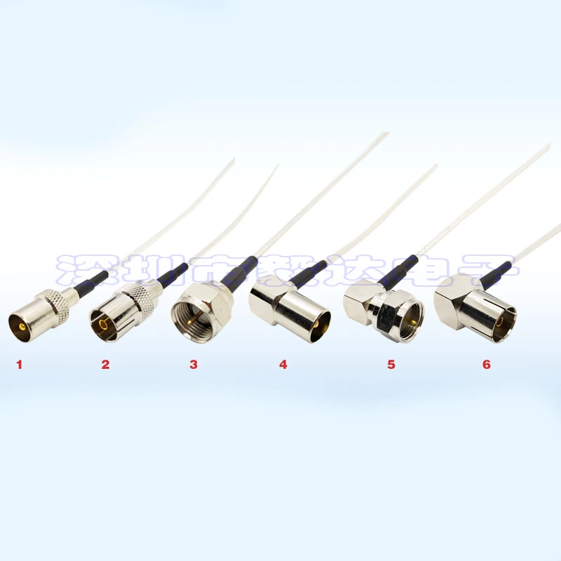 5PCS/Lot TV To TV Female/Male Adapter Plug Connector  RF Coaxial Extension Pigtail Cable For Set-top Box HD video Silver RG316