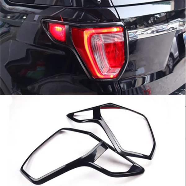 

For Ford Explorer 2016 2017 2018 Piano Black Chrome Rear Tail Light Lamp Cover Trim 2pc