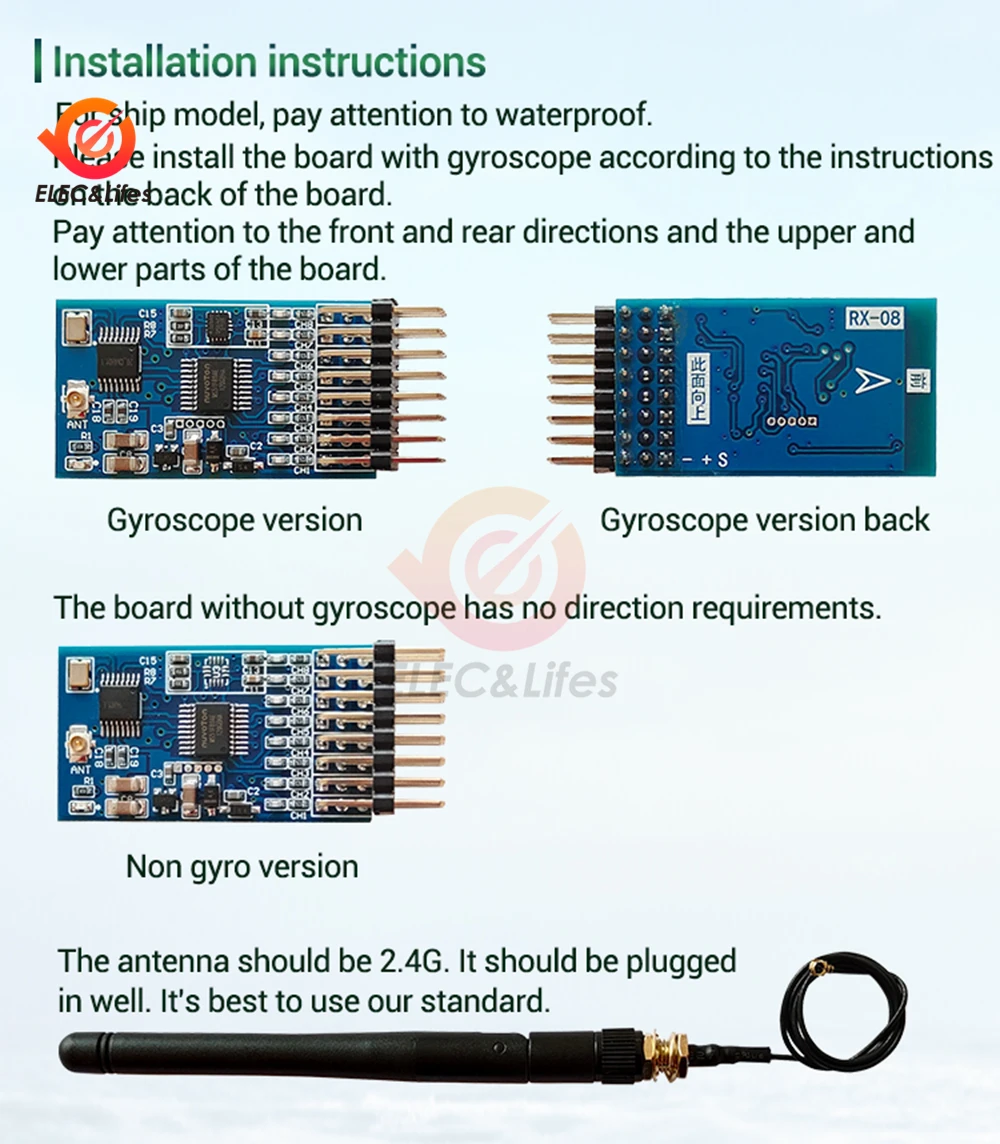 2.4G 8 Channel One-handed Remote Control Receiver Set Brushless Punching Net Boat Differential Mixing Control With Gyroscope