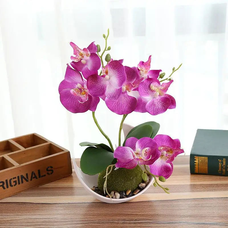 Trigeminal Phalaenopsis Artificial flowers wedding decoration Bonsai (with pots) Creative ornaments Artificial Plant pots FZ301
