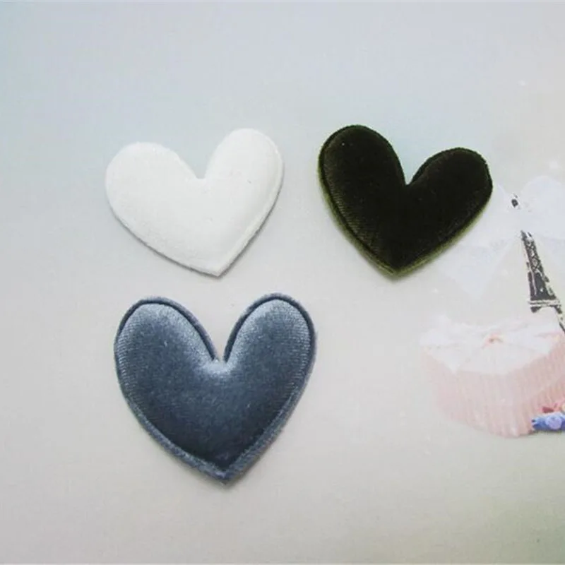 40 Stück/Lot 4,8 cm Gemischte Farben Gepolsterte Flauschige Herzförmige Applikationen für Haarspangen-Zubehör und Kinder-DIY-Aufnäher – Detail 10