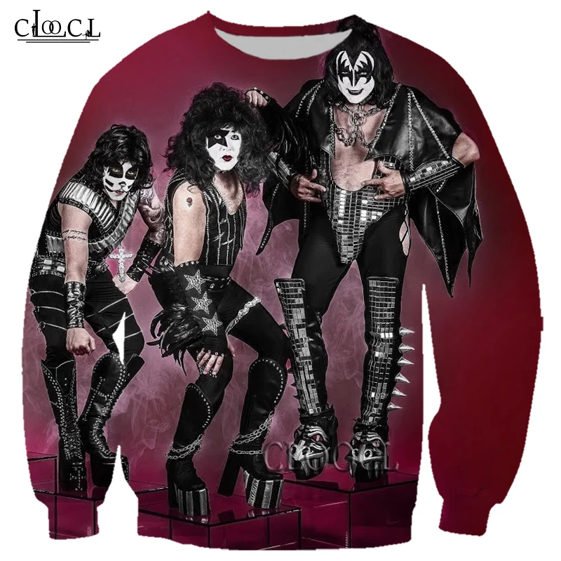 HX Newest Metal KISS Rock Band 3D Print Men Women Sweatshirts Fashion Hip Hop Long Sleeve All-match Harajuku Tops Drop Shipping