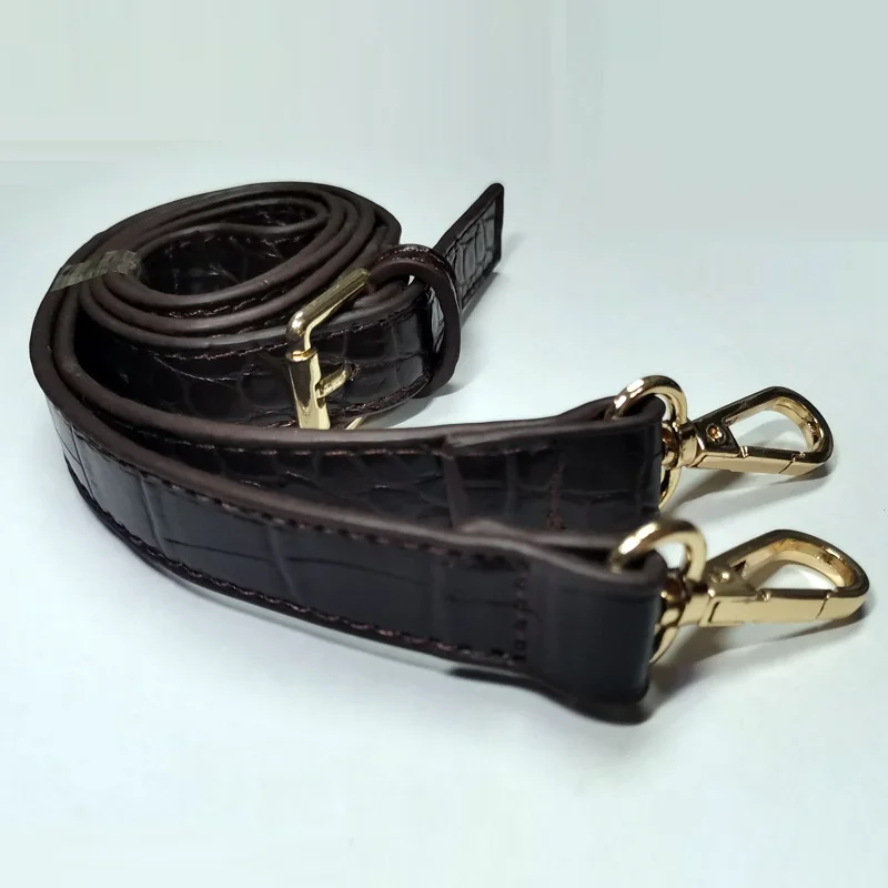 Crocodile Pattern Belt for Bags Adjustable Thin Long Bag Shoulder Strap Brown Coffee black 120CM